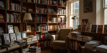 Interior of a charming, hidden independent bookstore with many books and a reading nook.