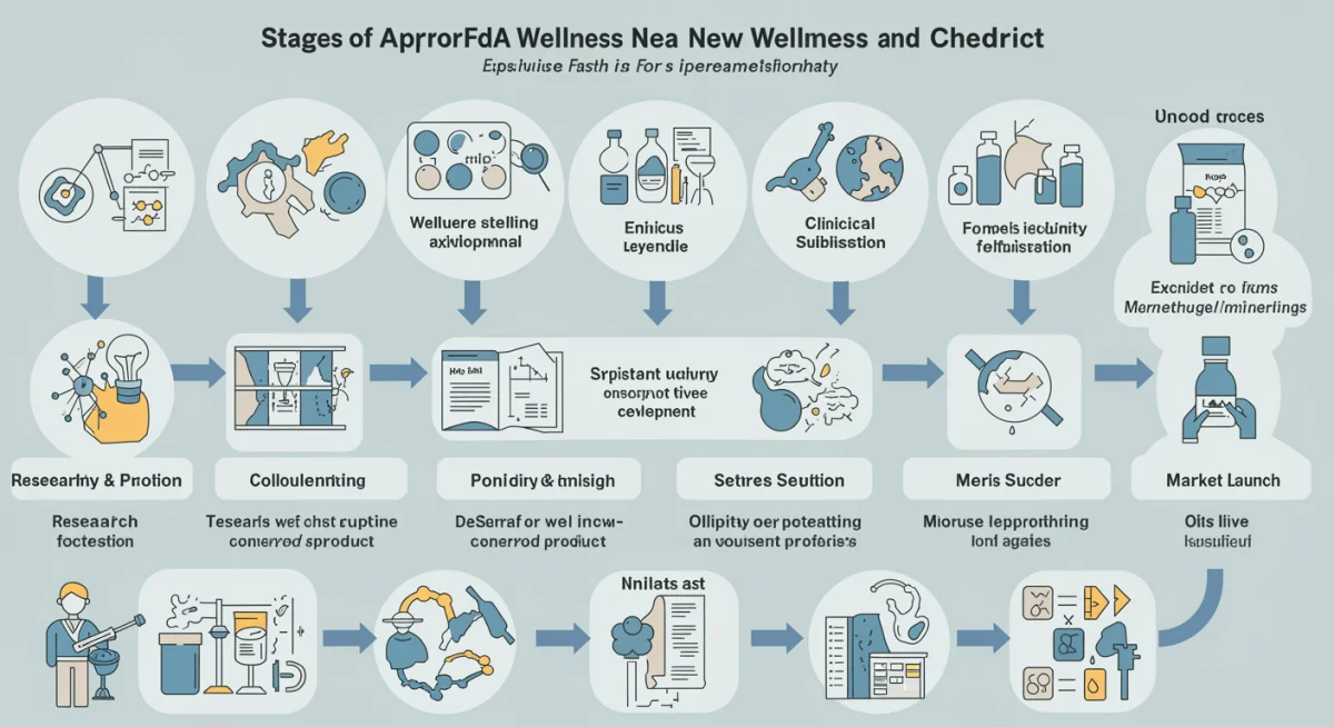 Infographic showing FDA approval stages for new wellness products.