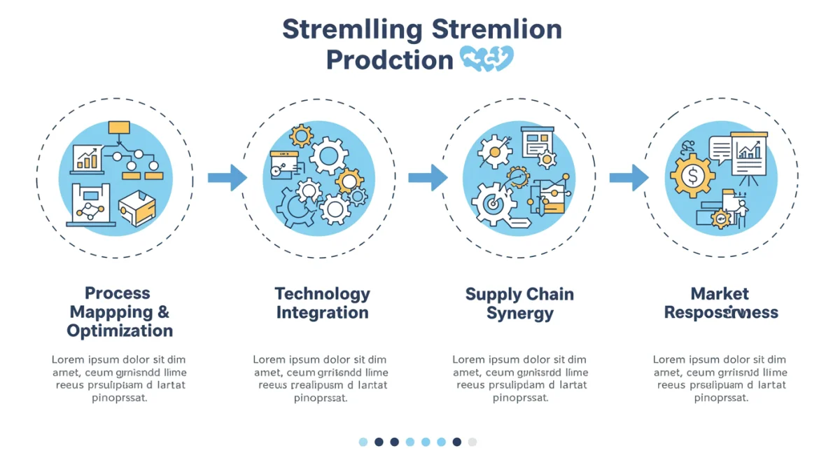 Infographic detailing four steps for streamlined unique product production.