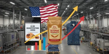 Three Made in USA brands showing 20% growth in late 2024, symbolizing American manufacturing success.