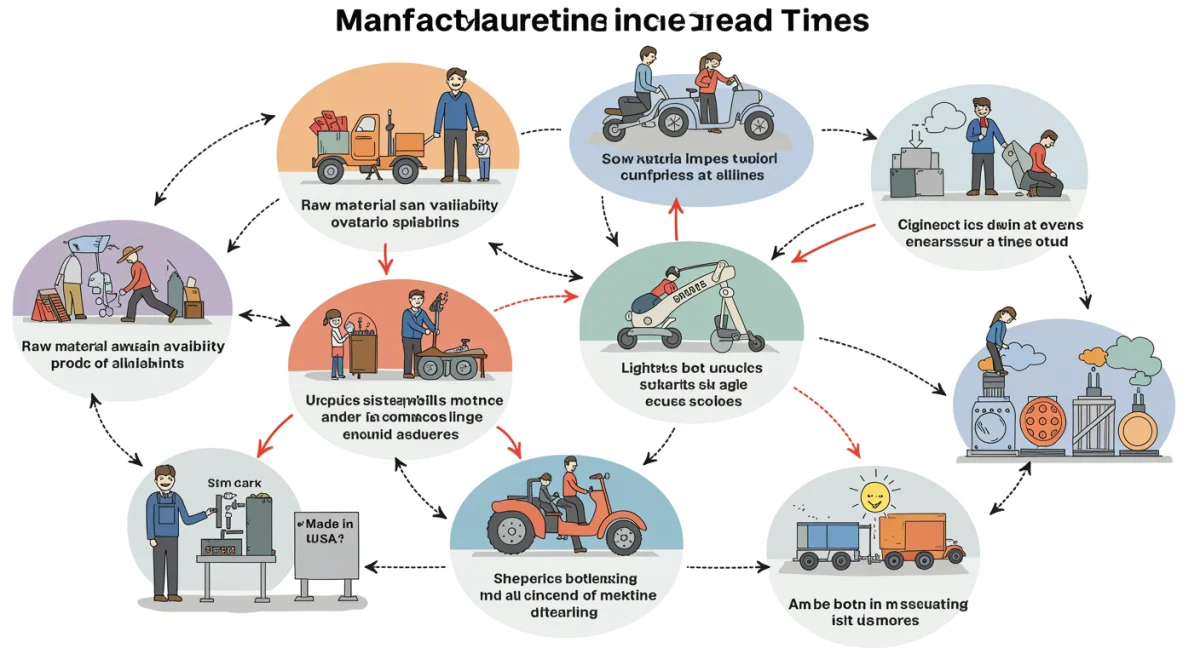 Infographic showing factors influencing manufacturing lead times in the USA