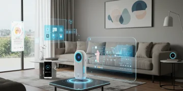 Futuristic smart home with integrated innovative personal tech products