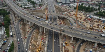 Major highway interchange construction impacting U.S. city access