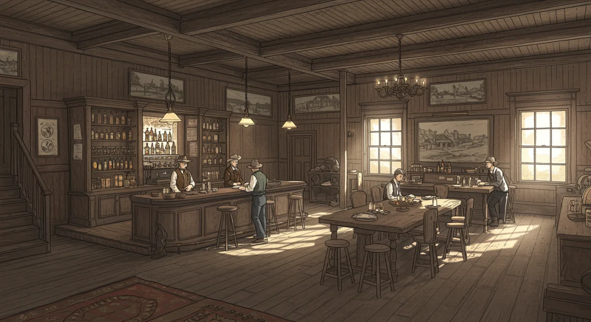 Historic saloon interior in a restored ghost town